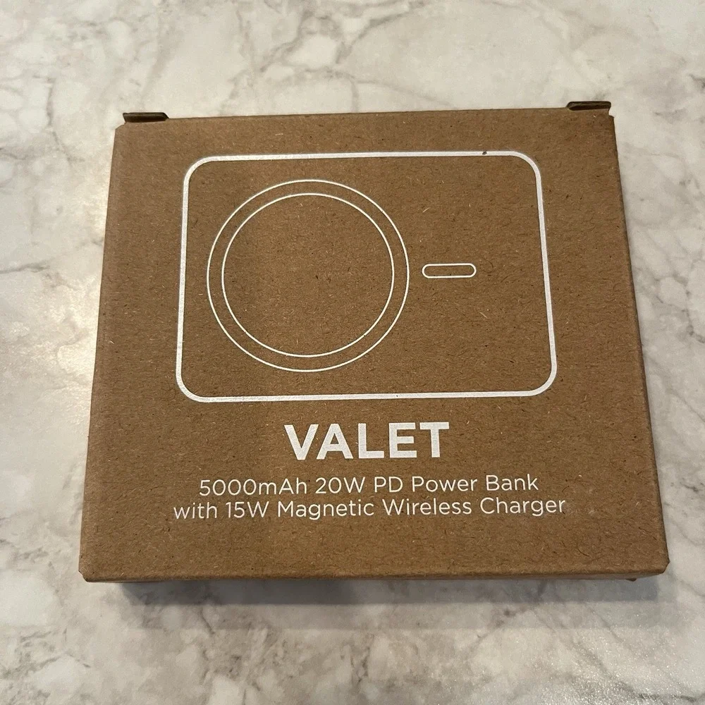 Valet White 5000mAh Portable Power Bank 20W PD 15W Magnetic Mini Charger New